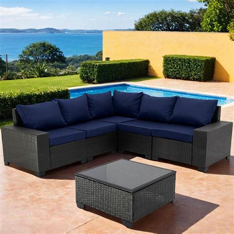 Zeus Ruta Piece Dark Coffee Wicker Outdoor Sectional Sofa With Dark