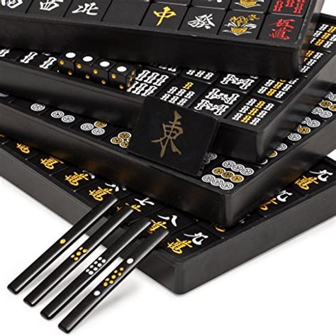 Yellow Mountain Imports Japanese Riichi Mahjong Set Black Standard