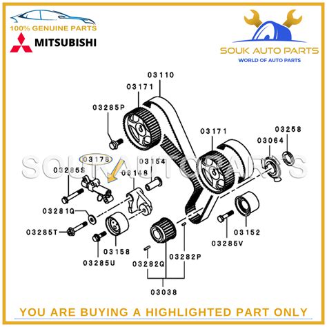 Md Genuine Mitsubishi Adjuster Timing Belt Tensioner Assy Oem