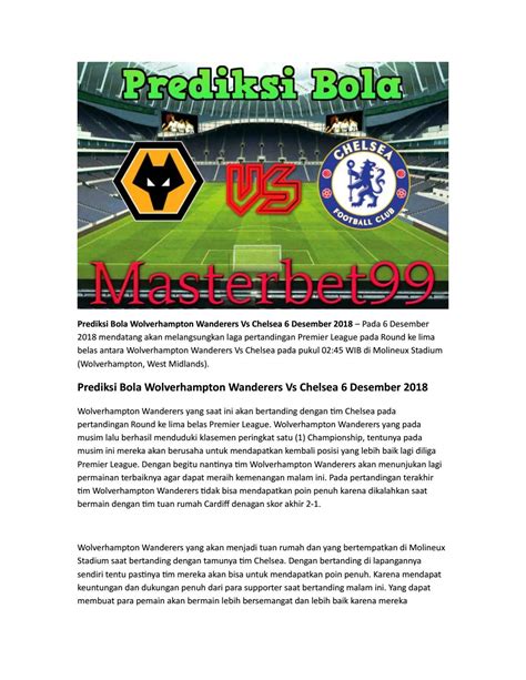 Prediksi Bola Wolverhampton Wanderers Vs Chelsea Desember By