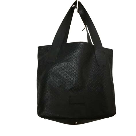 Astore Black Leather Bag Made In Italy Approx 40x 33 Cms