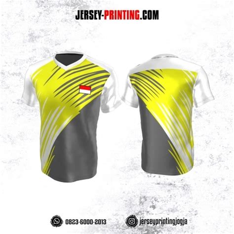 Jersey Atasan Badminton Volly Lari Futsal Motif Vector Minyak Abu Abu