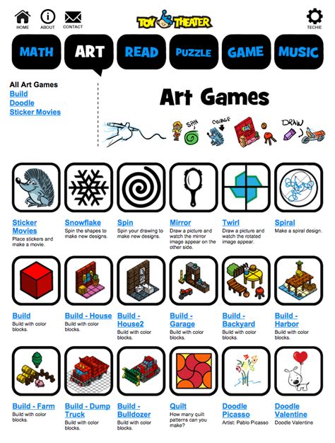 Art Games | ToyTheater.com - Learn • Create • Play | Toy theatre, Math art, Art for kids