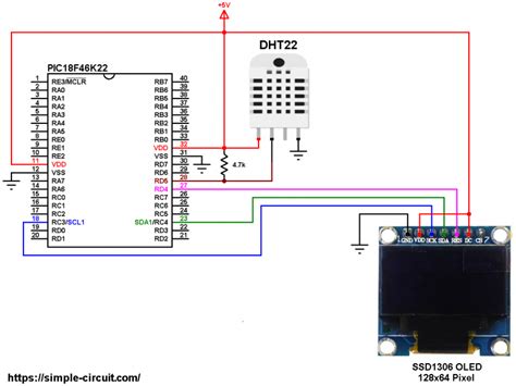 PIC18F46K22 With DHT22 Sensor And SSD1306 OLED MikroC Projects