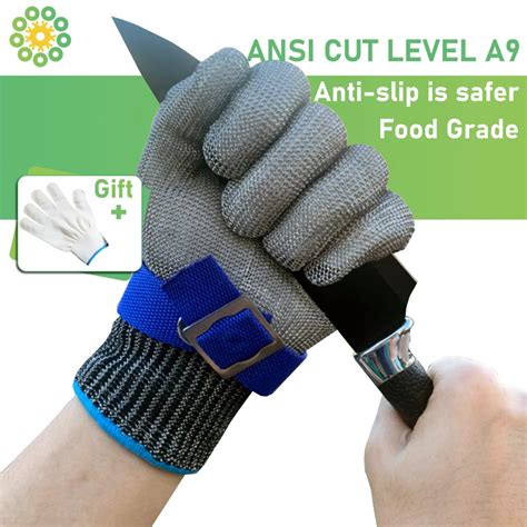 GREENARTERY Level 9 Cut Resistant Stainless Steel Gloves Metal Mesh