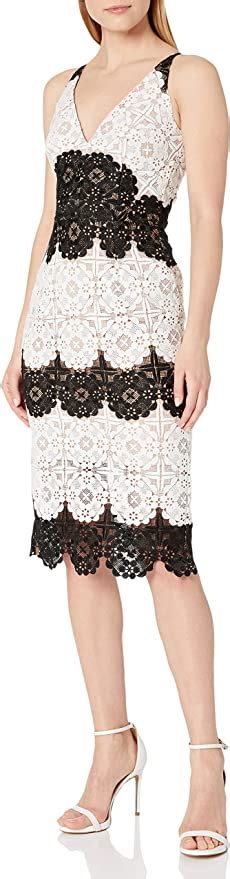 Dress The Population Women S Aurora Lace Plunging Spaghetti Strap Midi