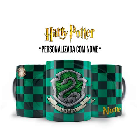 Caneca Personalizada Harry Potter Sonserina Nome Elo