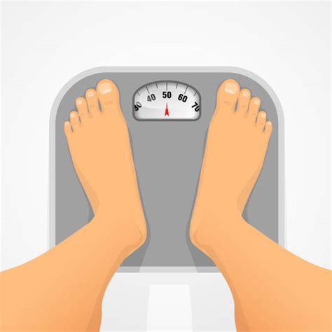 Fat Man Standing Weight Scale Cartoon Illustrations Royalty Free