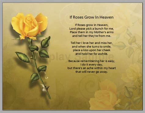 Personalized If Roses Grow In Heaven Prayer Mother Poem