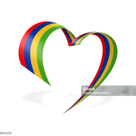 Mauritius Ribbon Heart Flag Mauritian Heart Shaped Flag Stock Vector Illustration Stock