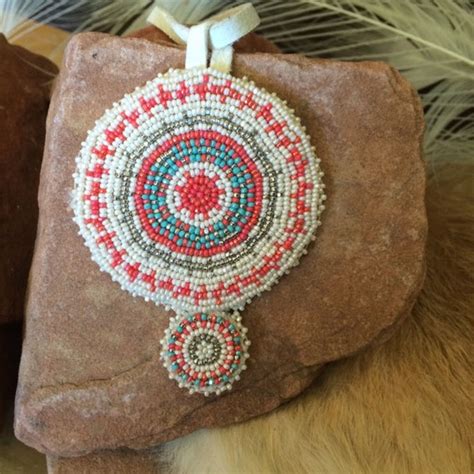 Native American Beaded Rosette Medallion Custom By Nativebeadedart