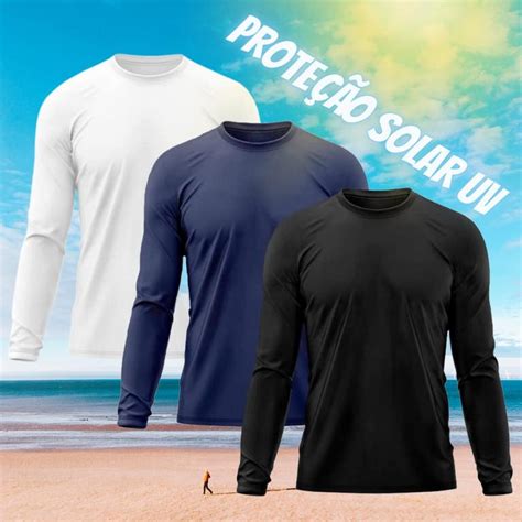 Kit Camisetas Masculina Manga Longa T Rmica Prote O Solar Uv Dry Fit