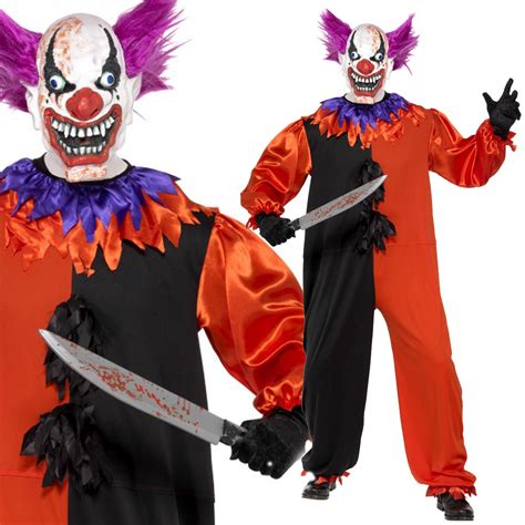 Scary Clown Costume Halloween Circus Horror Fancy Dress Bo Bo Jester Clowns Ebay