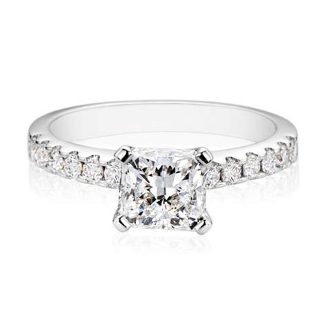 Radiant Cut Four Claw Set Solitaire Ring Bell And Brunt