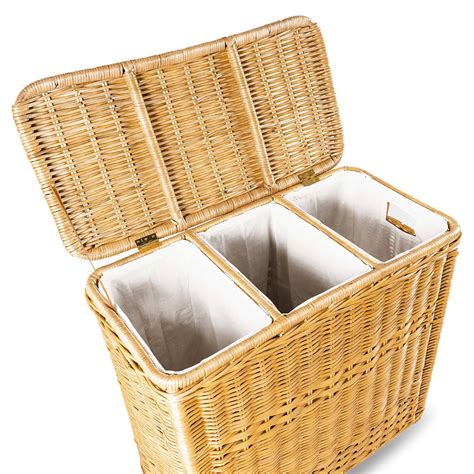 3-Compartment Wicker Laundry Hamper – The Basket Lady