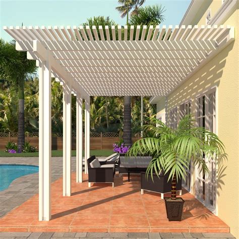 Ft Deep X Ft Wide White Attached Aluminum Pergola Posts