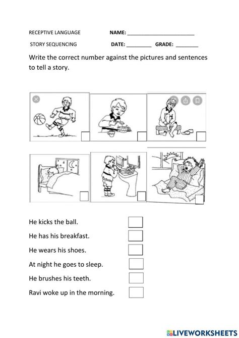 Receptive Language Story Sequencing Worksheet Live Worksheets