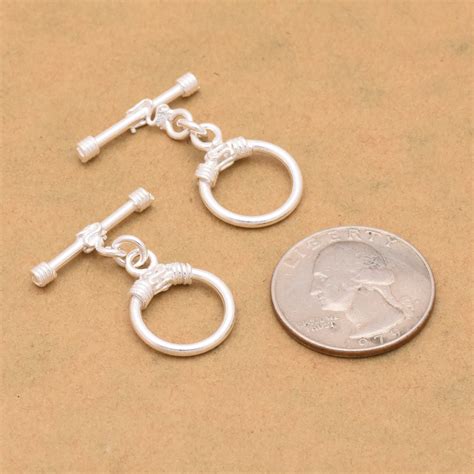 2 Set Silver Toggle Closures Clasps Silver Plated Round Etsy