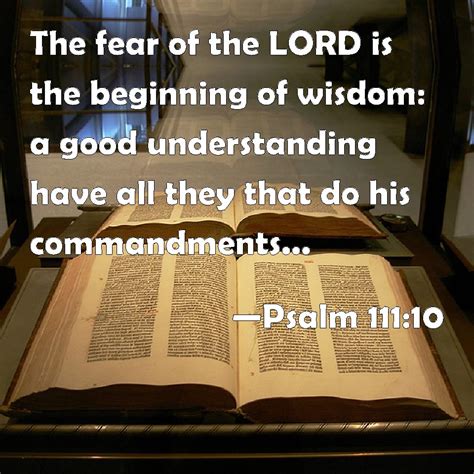 Psalm 11110 The Fear Of The Lord Is The Beginning Of Wisdom A Good