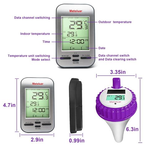 Buy Pool Thermometer Wireless Floating Easy Read Solar Remote Digital