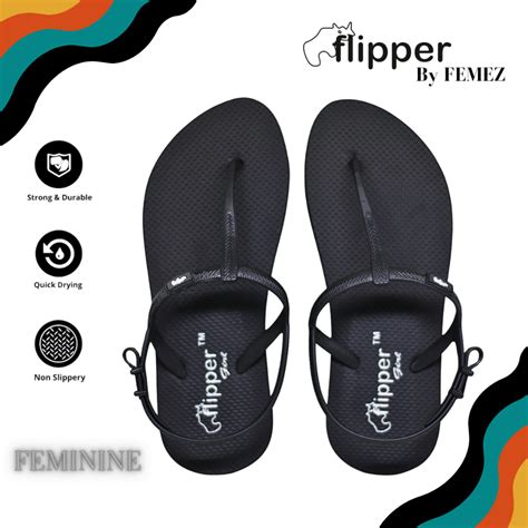 Jual ORIGINAL Sandal Jepit Wanita Flipper By Femez Feminine Hitam Full