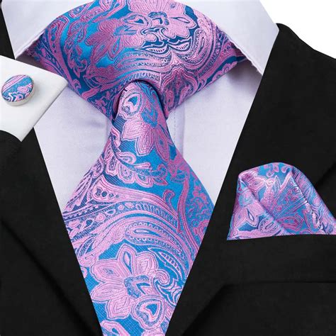 Hi Tie Men S Silk Tie 2019 New Paisley Floral Ties For Men Pink Blue Classic Wedding Suit Tie