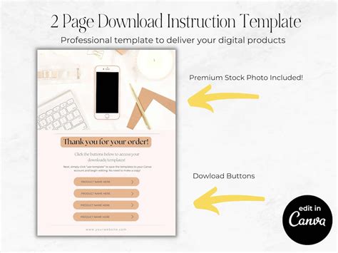 Canva Download Instructions Template Etsy Digital Product Instructions