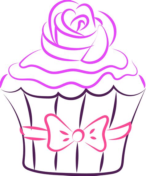 Cupcake with rose drawing, illustration, vector on white background ...