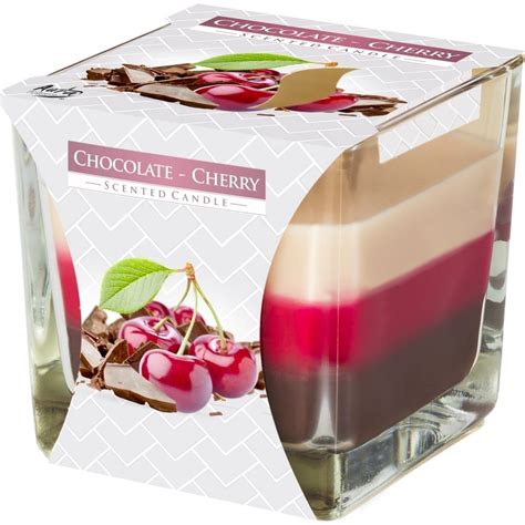 Lumanare Parfumata Bispol In Trei Culori Pahar Patrat Chocolate Cherry