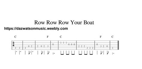 Row Row Row Your Boat Easy Guitar Tab Learn Guitar Beginner Learn Bass