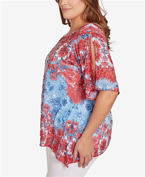 Ruby Rd Plus Size Burnout Sublimation Mirrored Top Macys