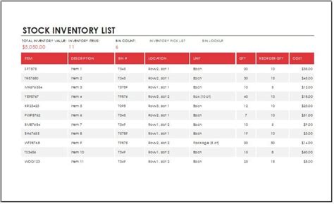 Stock Inventory Templates | 12+ Free Xlsx, Docs & PDF Formats, Samples ...