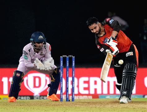 Srh S Mayank Markande Plays A Shot During The Ipl Match