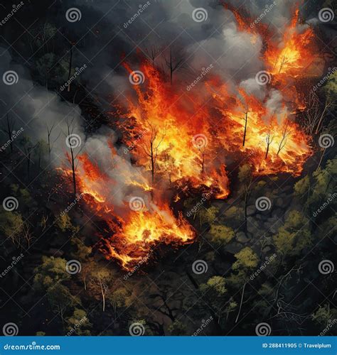 Raging Forest Fires Ecological Catastrophy Fire And Smoke Stock