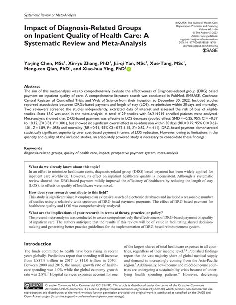 Pdf Impact Of Diagnosis Related Groups On Inpatient Quality Of Health