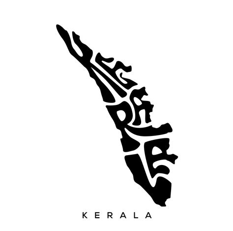 Kerala Map Lettering In English Typography Kerala Map Lettering Black