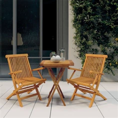 VidaXL 3 Piece Patio Dining Set Solid Wood Teak 23 6 X23 6 X29 5