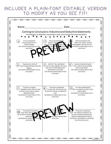 Inductive And Deductive Reasoning Editable Student Practice Pages