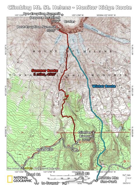 Monitor Ridge Route Topo St Helens Photos Diagrams Topos