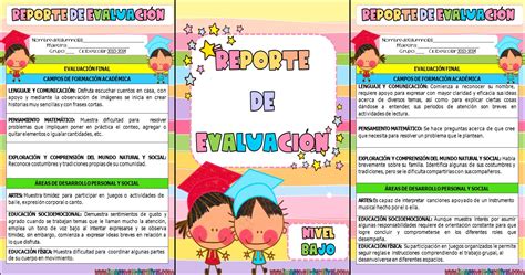 Reportes Evaluación Boletas Nivel Bajo Imagenes Educativas