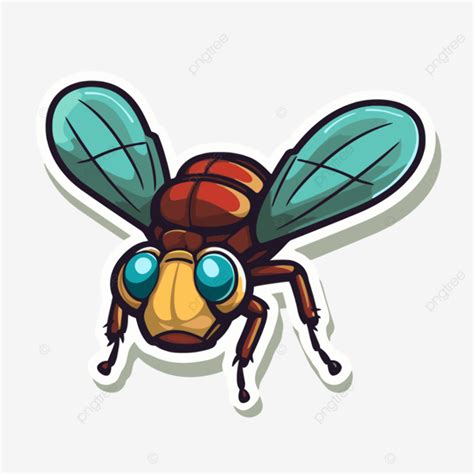 Icono De Vector De Mosca De Dibujos Animados Con Ojos Grandes Sobre Un