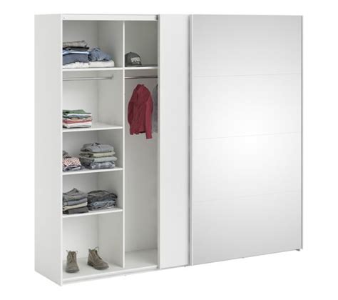 Armoire 2 Portes Coulissantes Avec Miroir ELEGANCE XL L 240 Cm Blanc