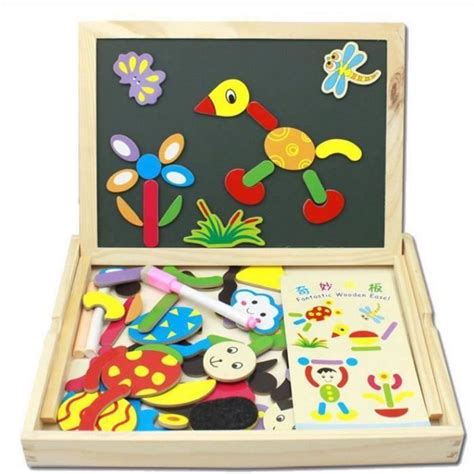 Puzzles en Bois Magnétique Tableau Double Face Aimanté Jouet Educatif