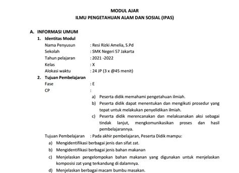 Modul Ajar Projek Ipas Smk Kelas Kurikulum Merdeka Pdf Imagesee Hot