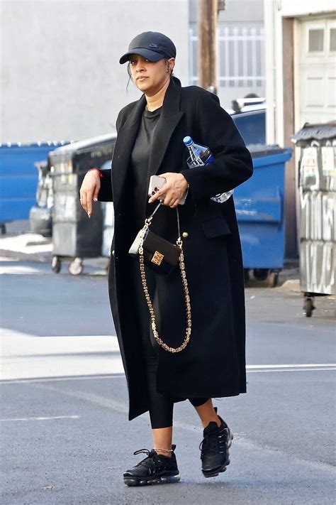 Tia Mowry In A Black Coat Leaves A Workout At The Gym In Studio City