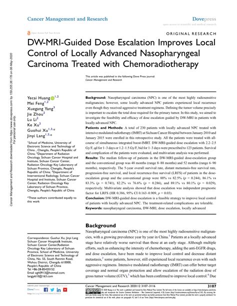 PDF DW MRI Guided Dose Escalation Improves Local Control Of Locally