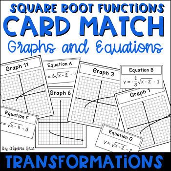 Transformations of Square Root Functions Card Match by Algebra Star