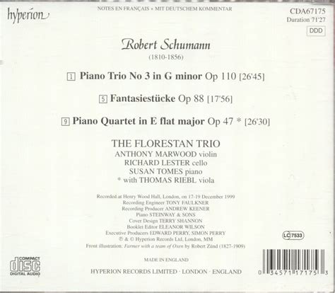 Schumann The Florestan Trio Schumann Fantasiest Cke Op Piano