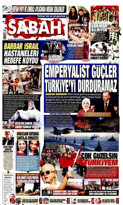 Sabah Gazetesi Sabah Manşet Oku Haberler 30 Ekim 2023