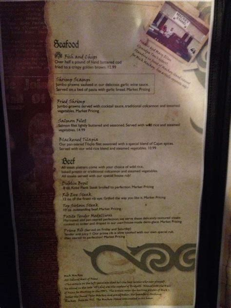 Menu At Mackey S Pub And Bar Ontario